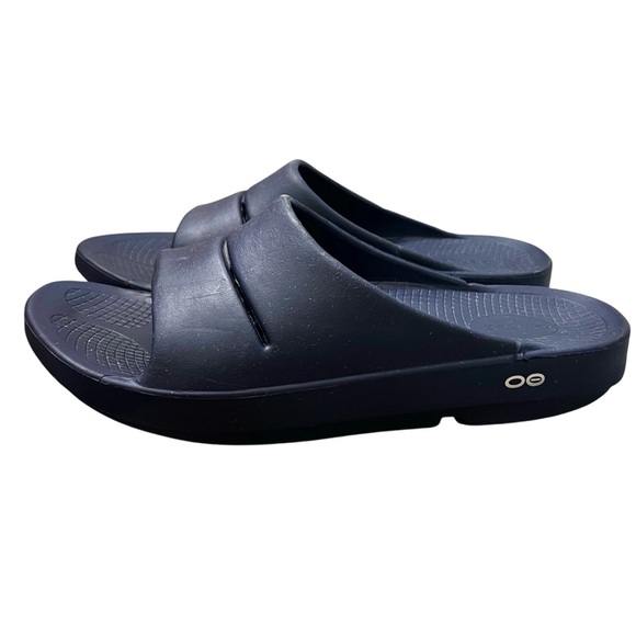 Oofos Ooahh Slides Recovery Comfort Sport Sandals Navy Blue Mens 12 Women 14 - Picture 6 of 11
